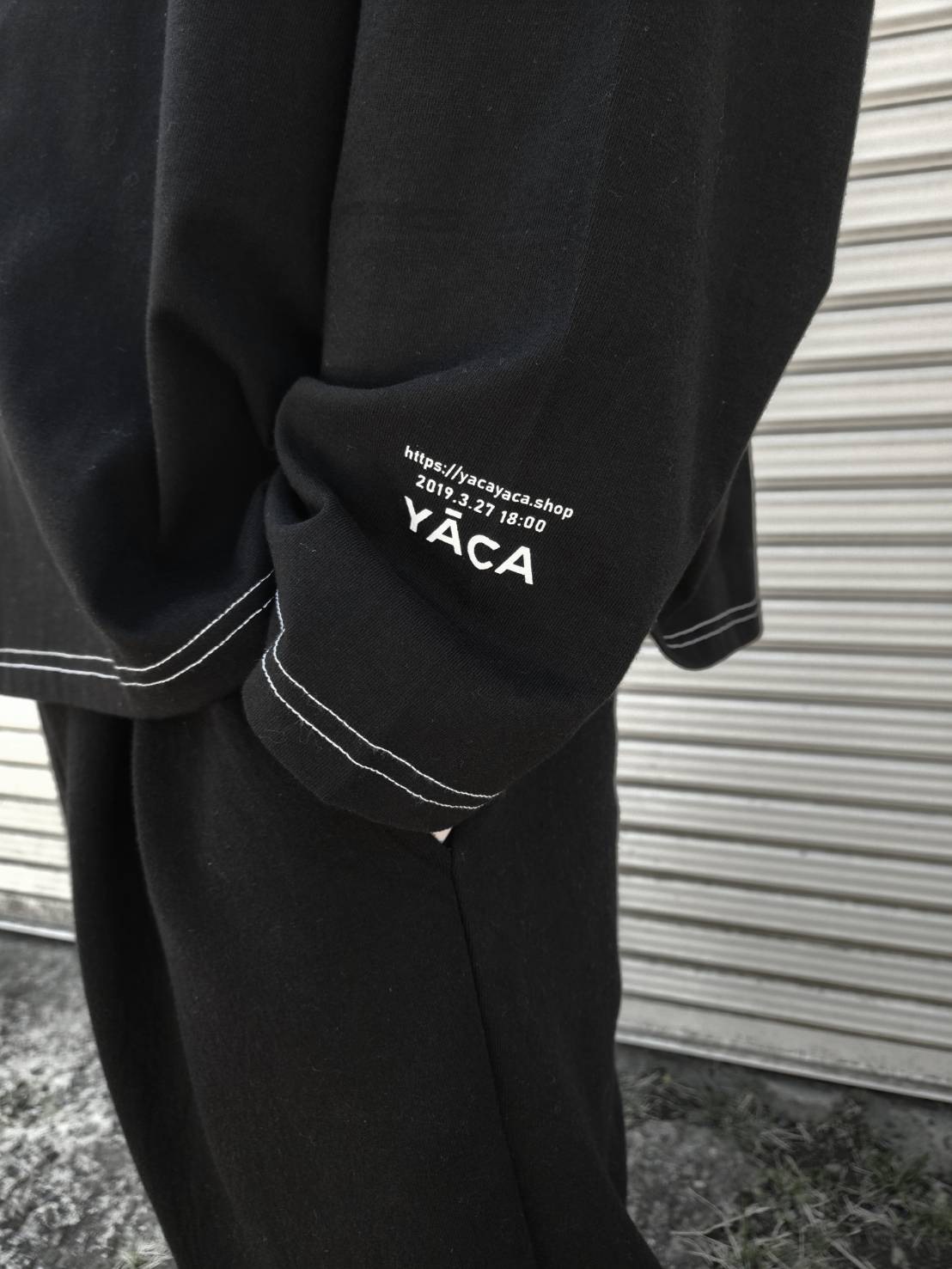 logo print stitch L/S t-shirt