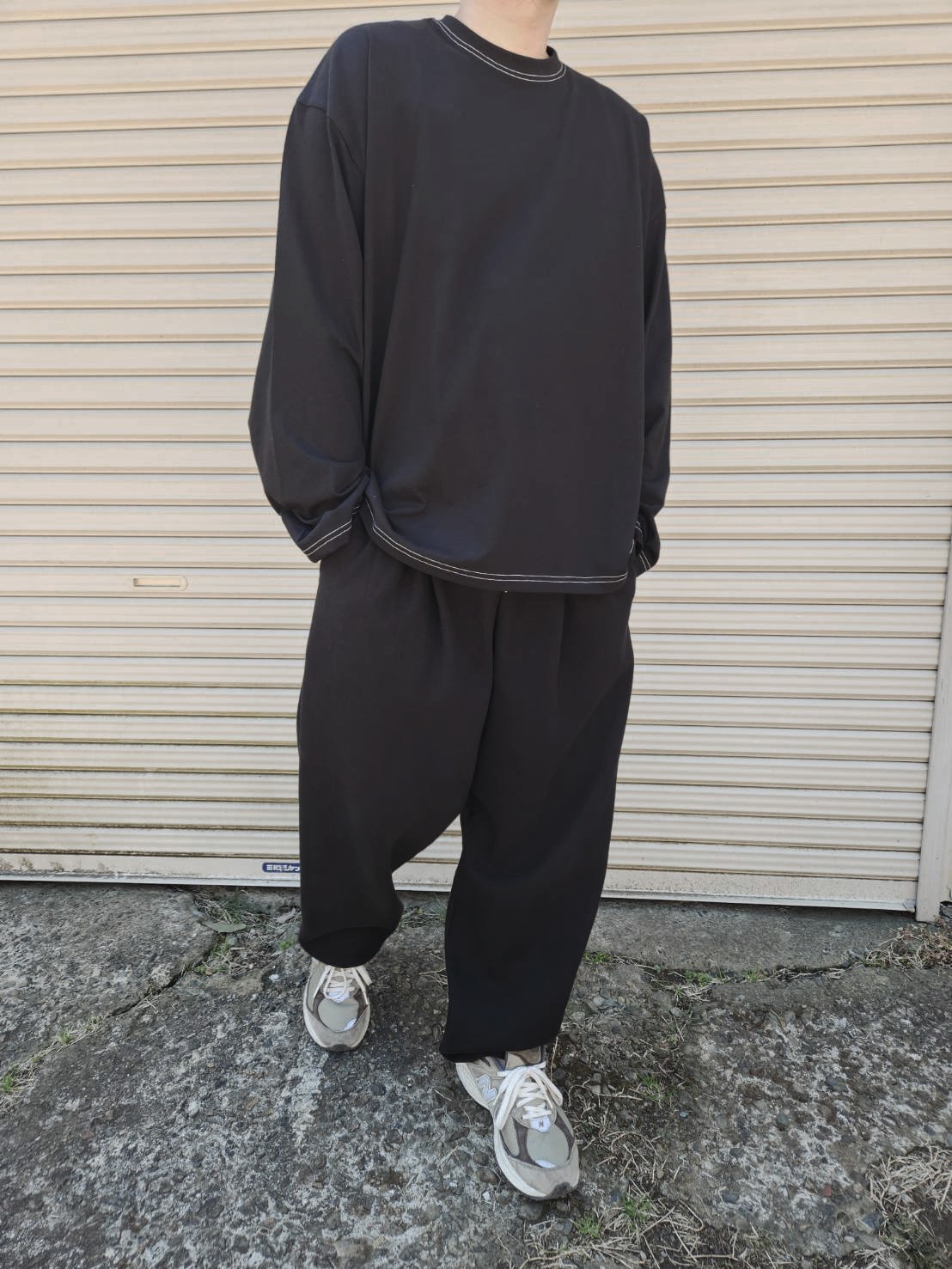 logo print stitch L/S t-shirt