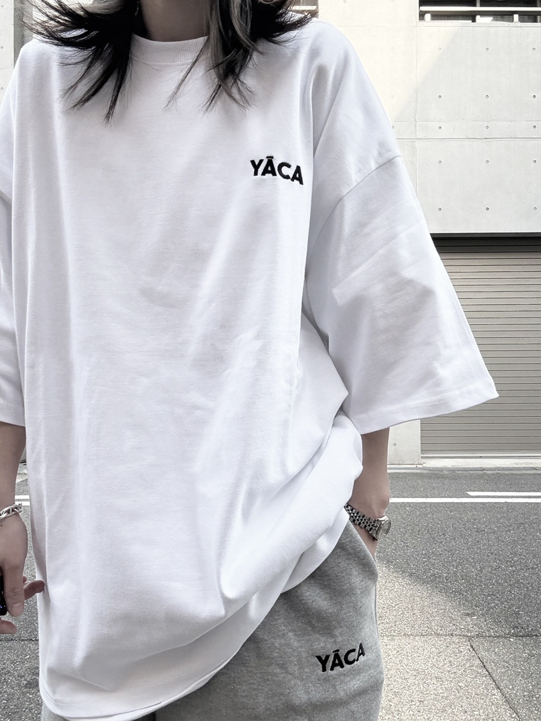 [SET]embroidery logo t-shirt＋embroidery sweat half pt