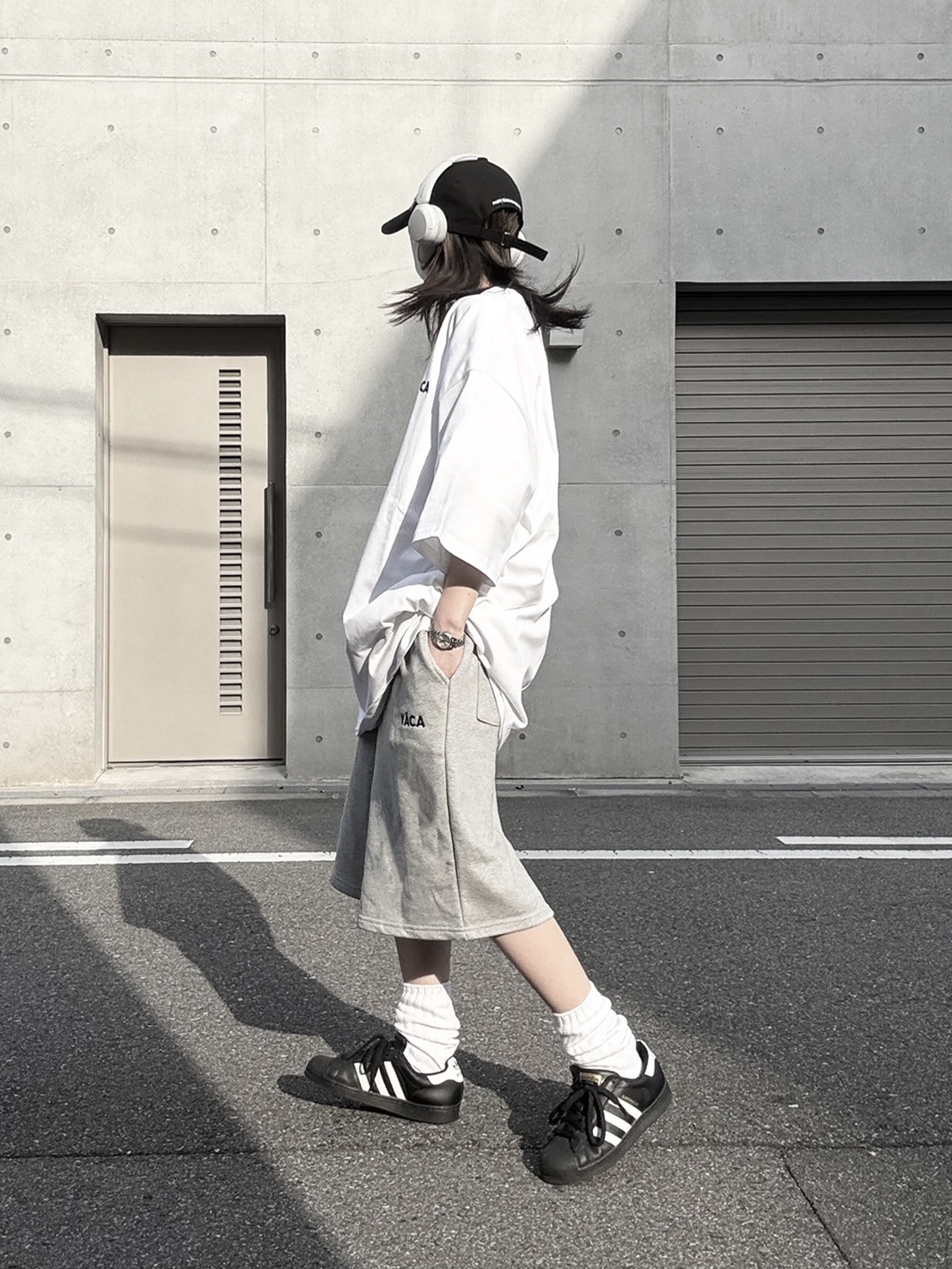 [SET]embroidery logo t-shirt＋embroidery sweat half pt