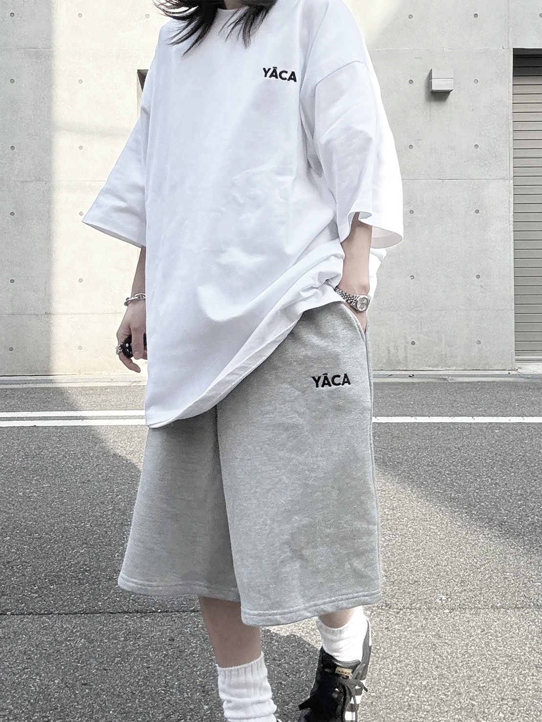 [SET]embroidery logo t-shirt＋embroidery sweat half pt