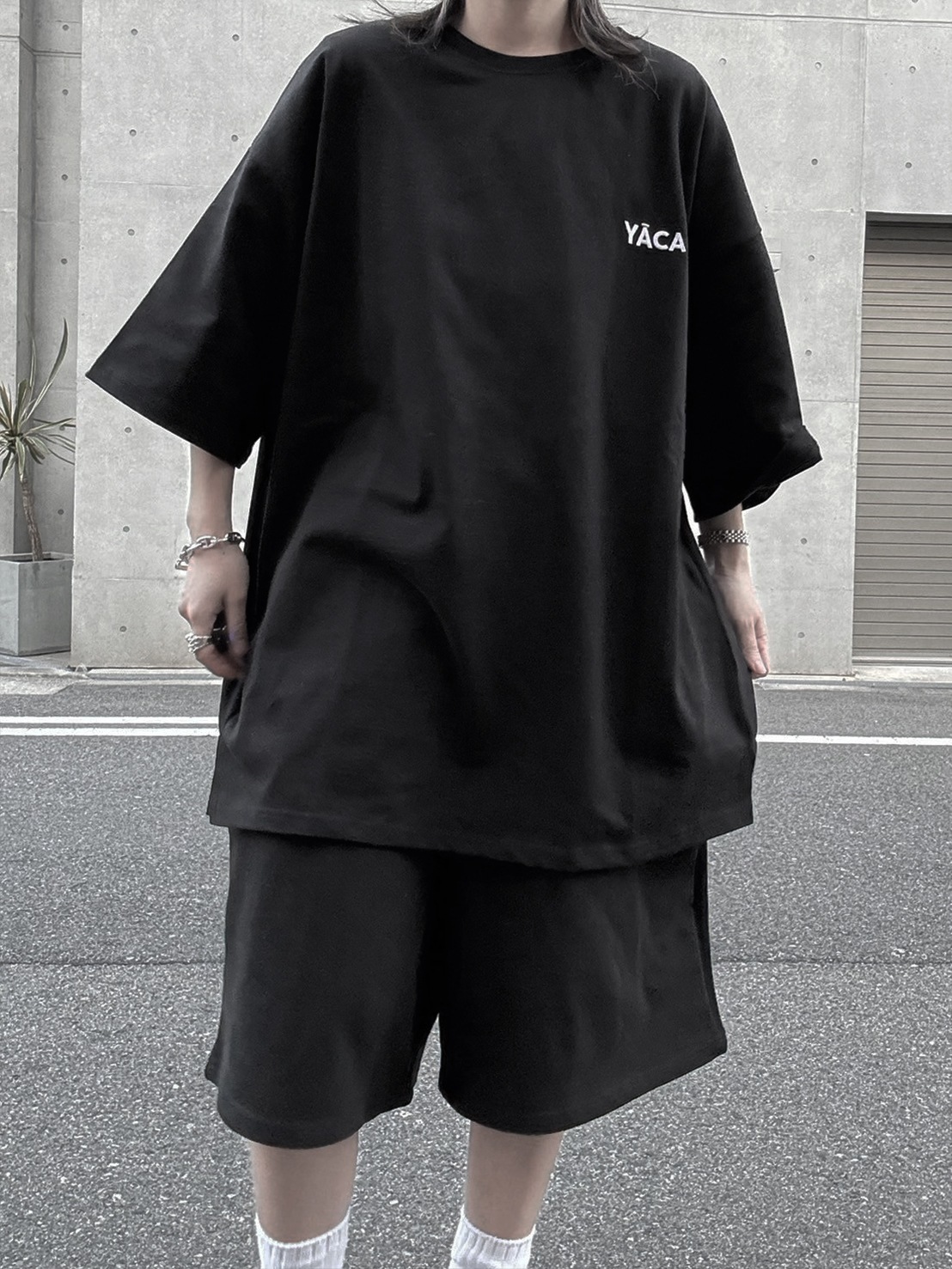 [SET]embroidery logo t-shirt＋embroidery sweat half pt