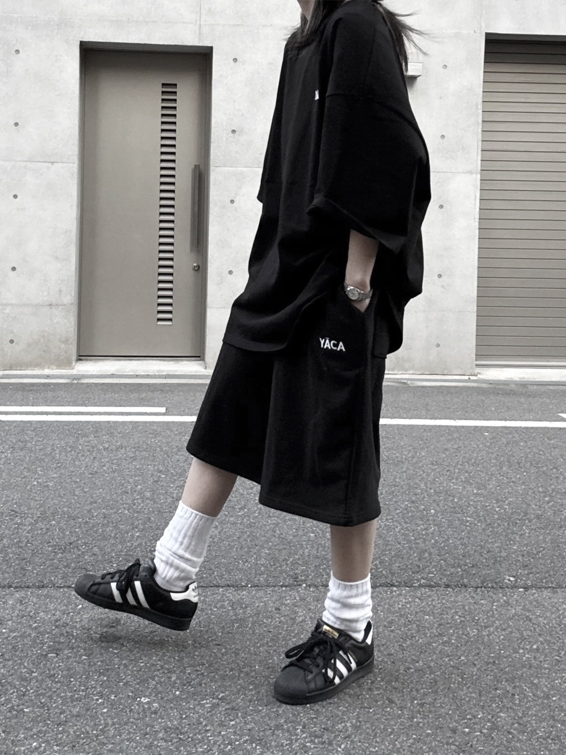 [SET]embroidery logo t-shirt＋embroidery sweat half pt
