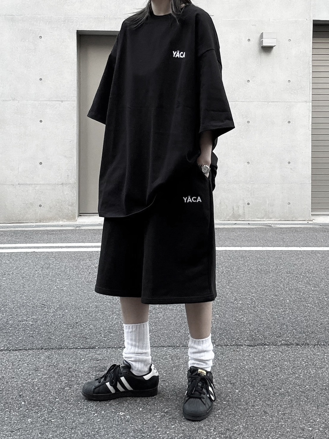 [SET]embroidery logo t-shirt＋embroidery sweat half pt