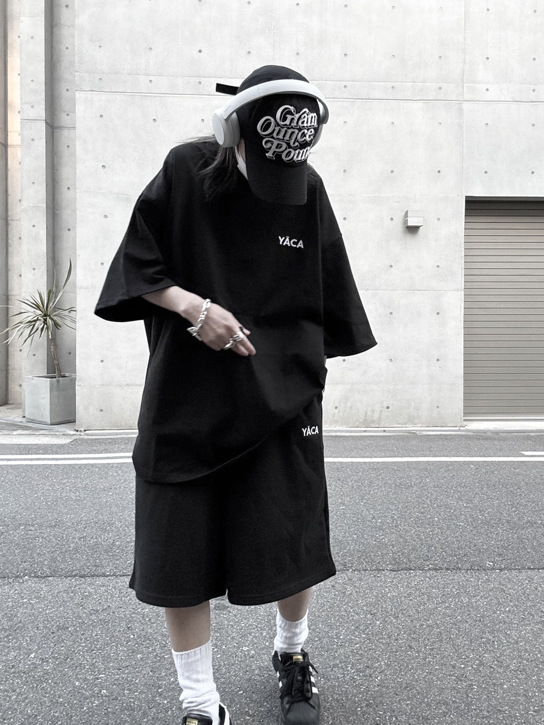 [SET]embroidery logo t-shirt＋embroidery sweat half pt