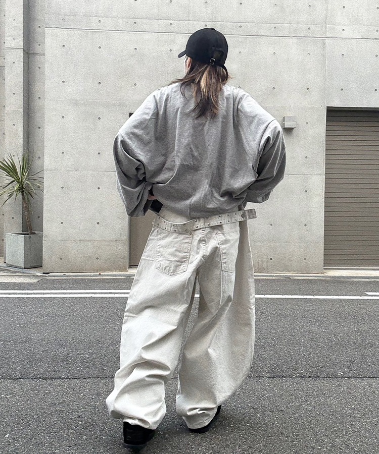 Back Belt Wide Pants