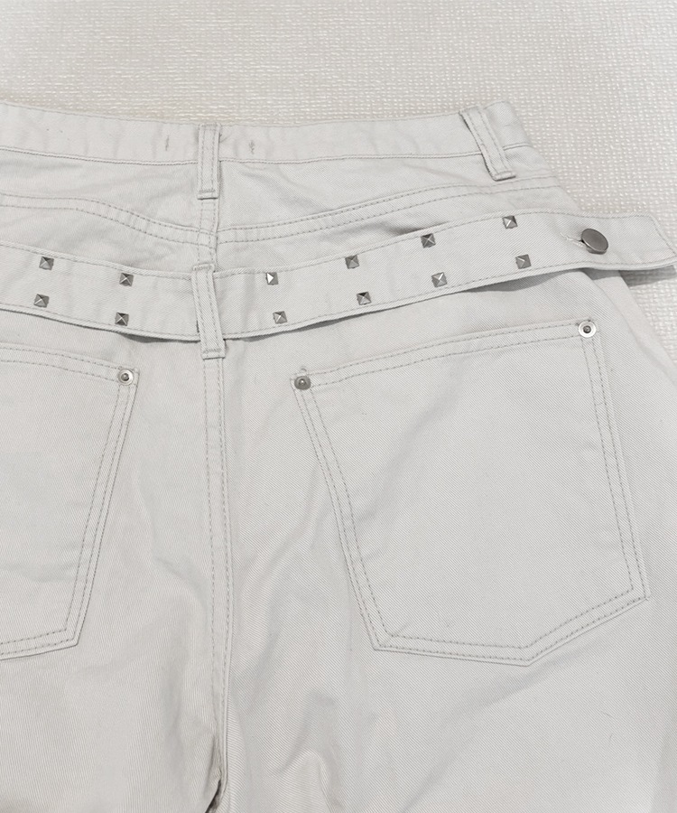 Back Belt Wide Pants