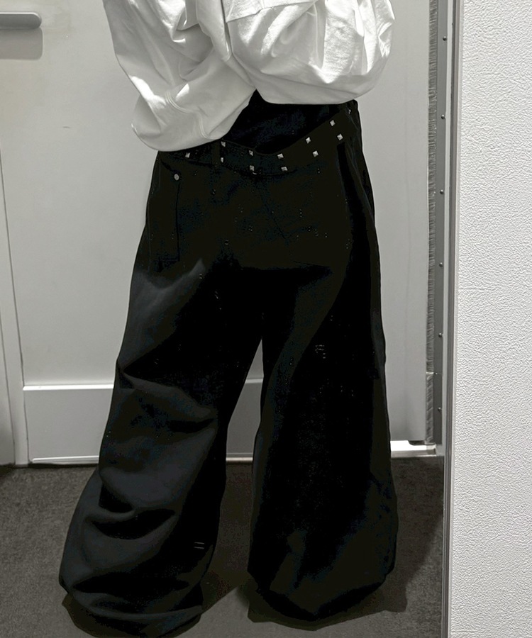 Back Belt Wide Pants