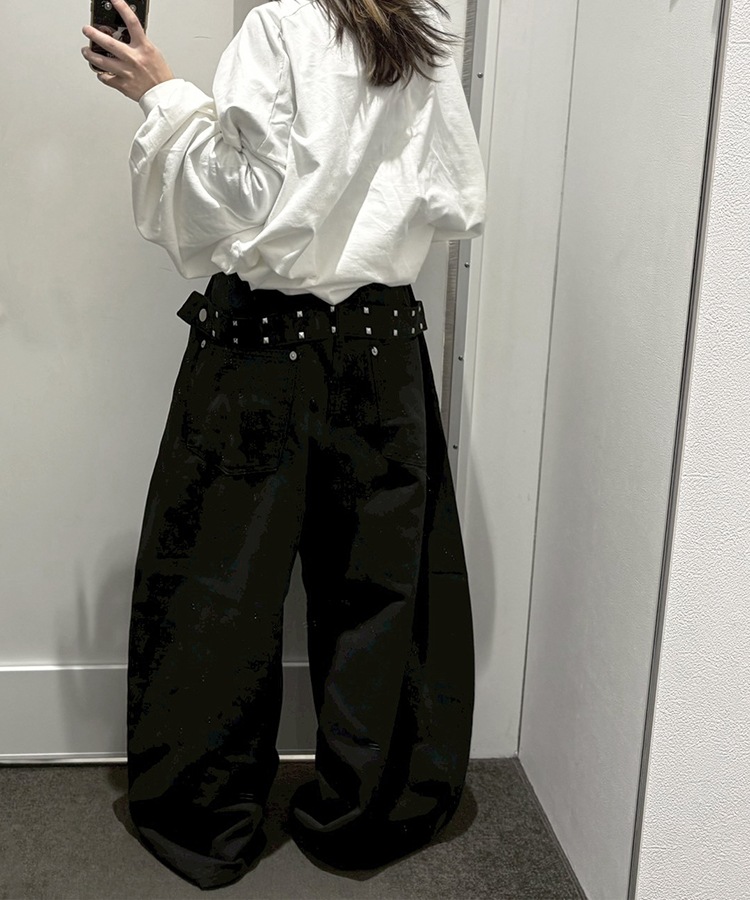 Back Belt Wide Pants