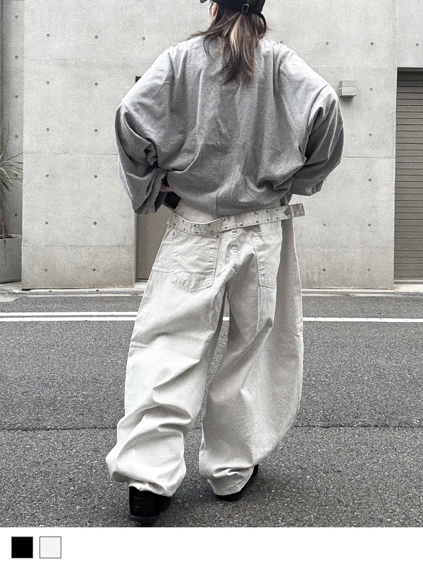 Back Belt Wide Pants