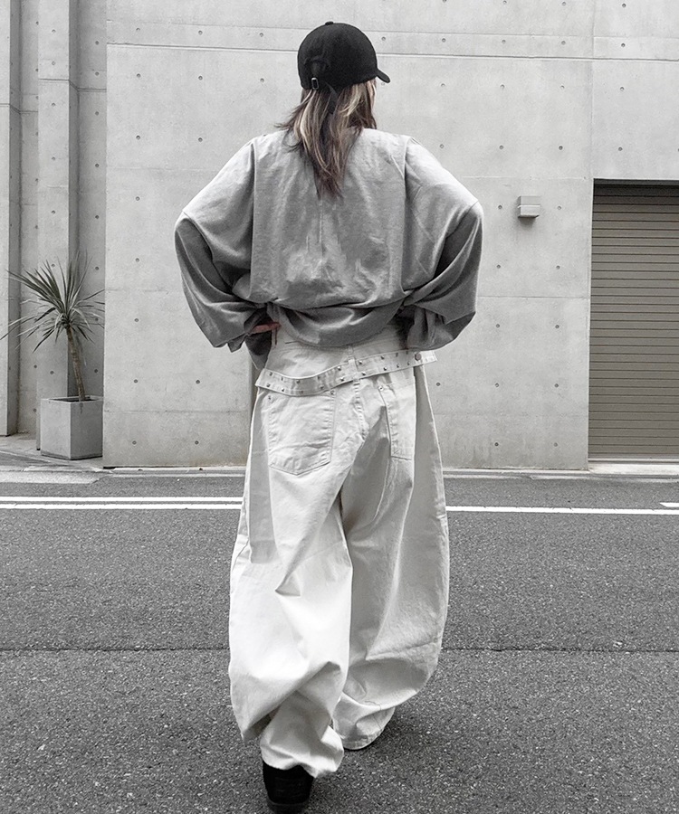 Back Belt Wide Pants