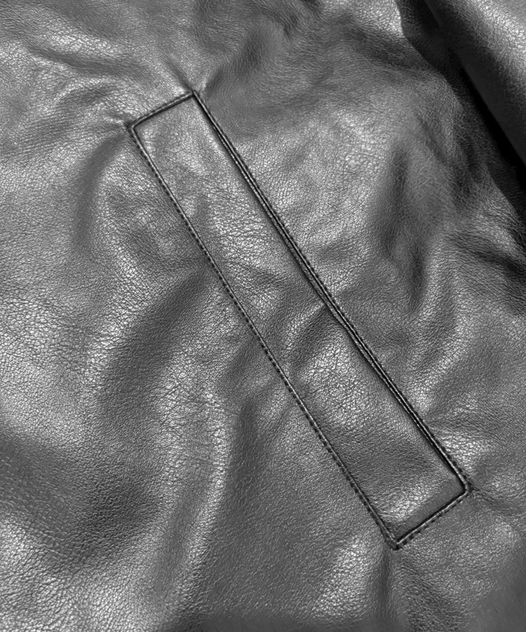 Leather String Hood Jacket