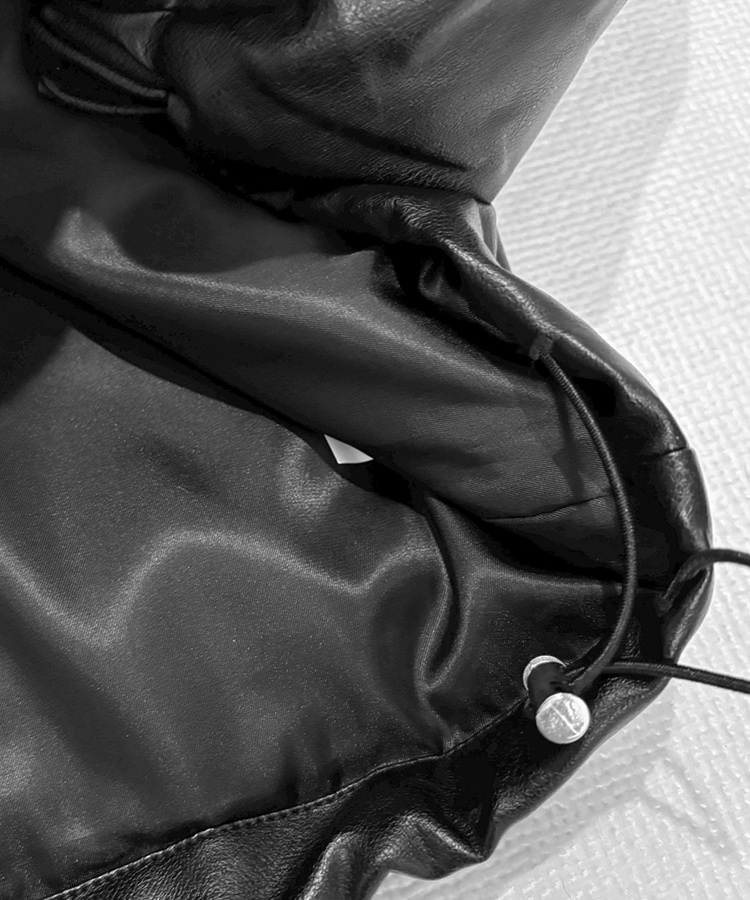 Leather String Hood Jacket