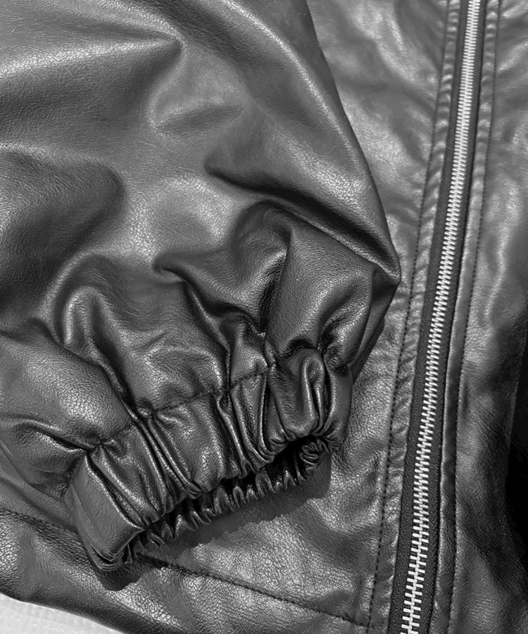 Leather String Hood Jacket