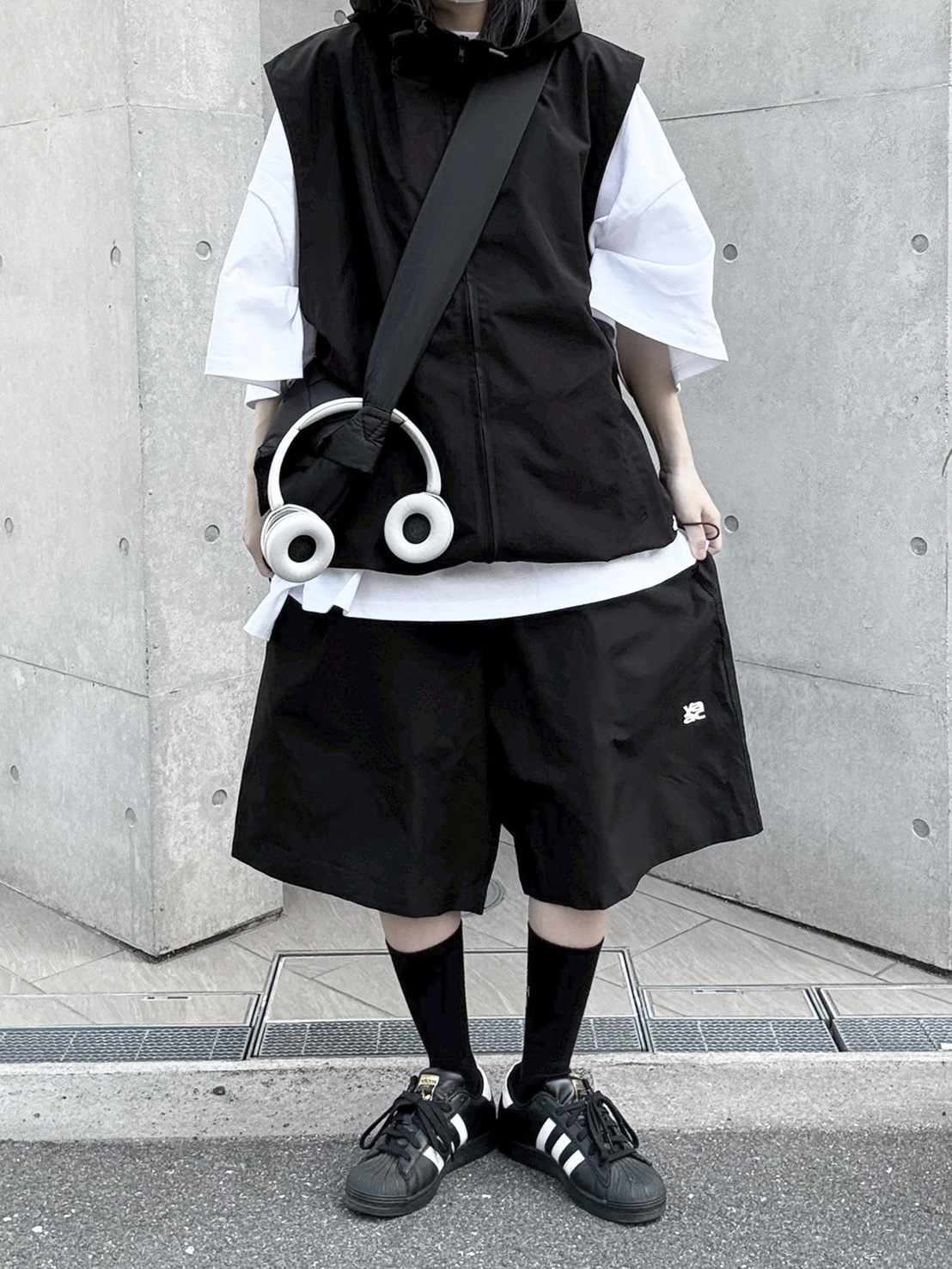 [SET]Nylon Logo Hood Vest＋Nylon Logo Half Pants