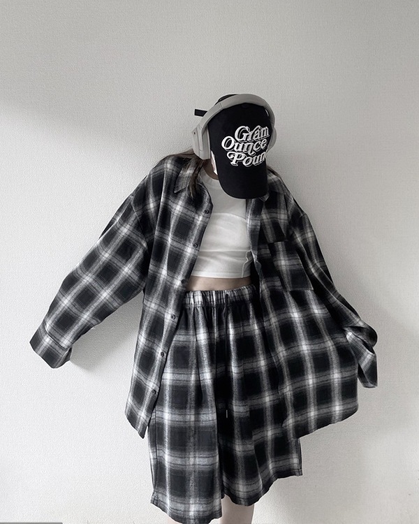 YOOU Check over shirt ※穴あり Check over shirt【Blue】 – YOOU
