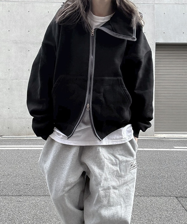 Cropped Balaclava Hood Zip Up