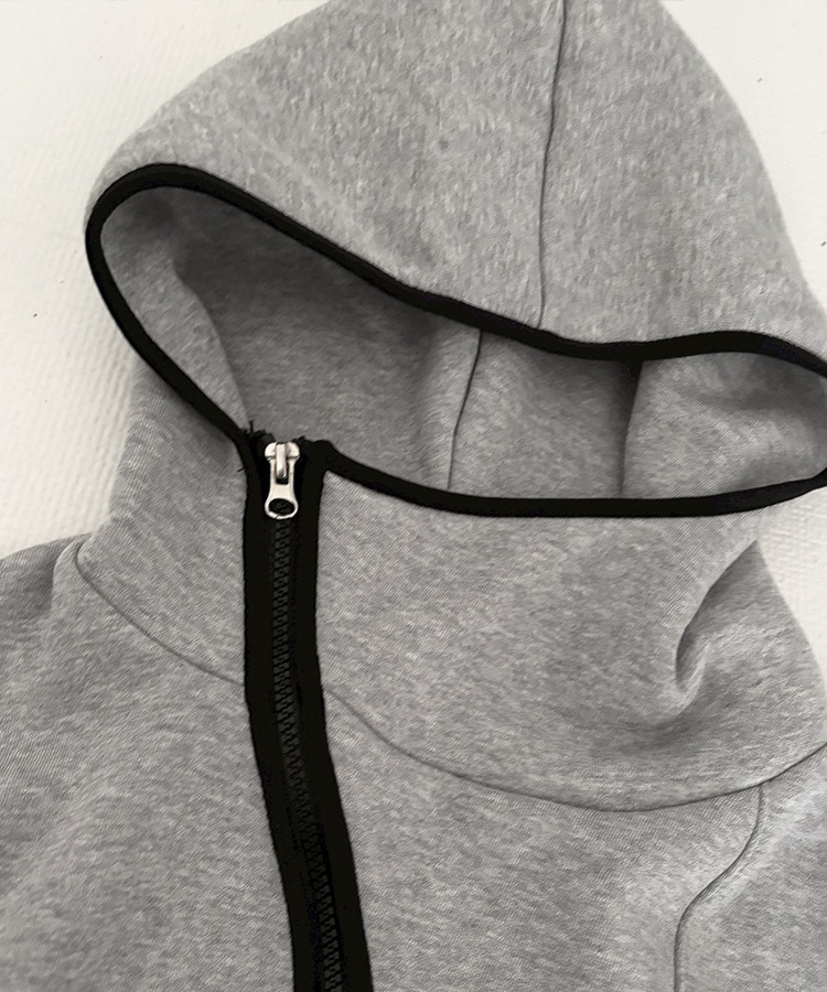 Cropped Balaclava Hood Zip Up