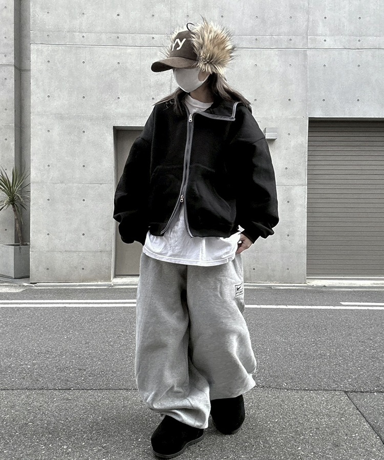 Cropped Balaclava Hood Zip Up