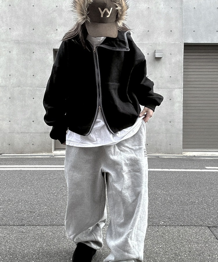 Cropped Balaclava Hood Zip Up