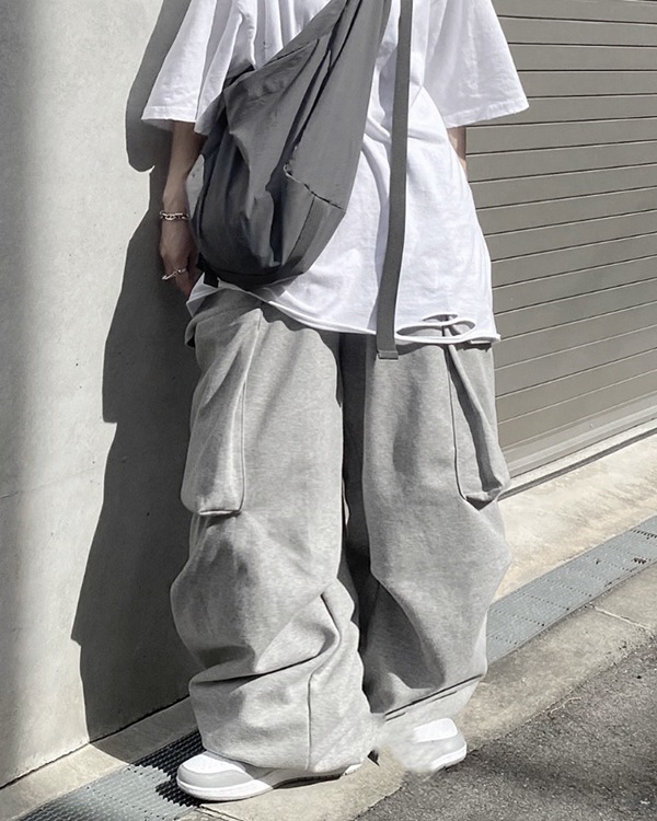Wide Sweat Cargo Pants