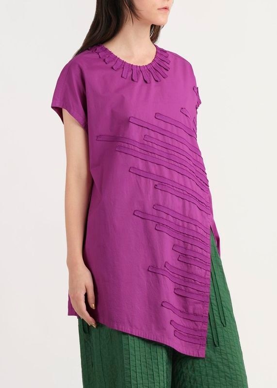 カツラギアイビースラッシュテープアシメヘムブラウス