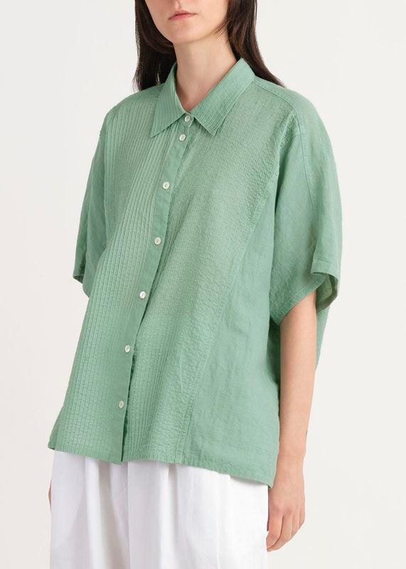 リネンコットンワッシャー フレンチ袖シャツ