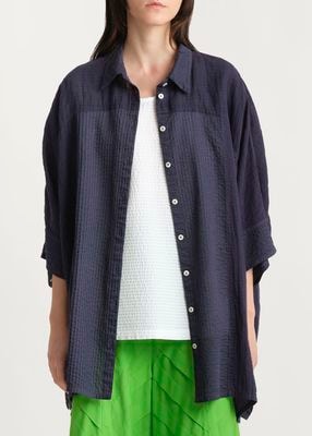 縦横ラインピンタック七分袖シャツ | ITEM | YACCOMARICARD CORE