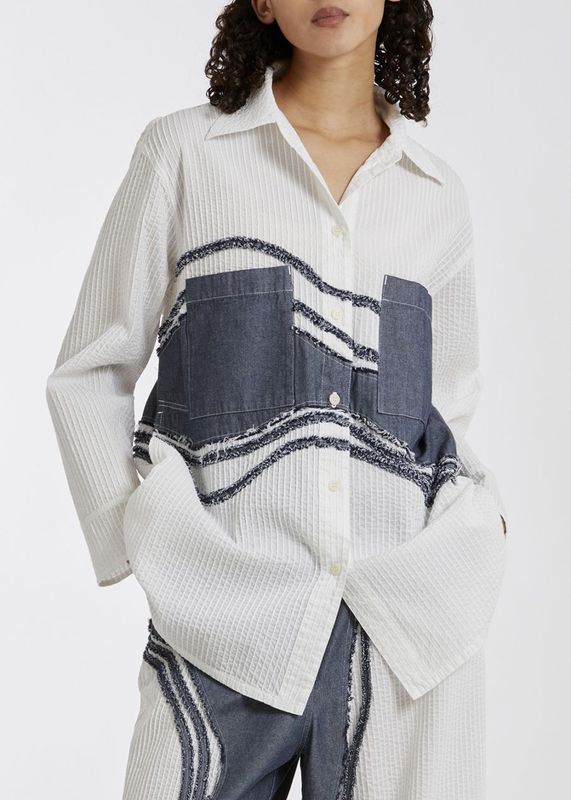 【メディア着用】枯山水胸ポケットシャツ（配色）