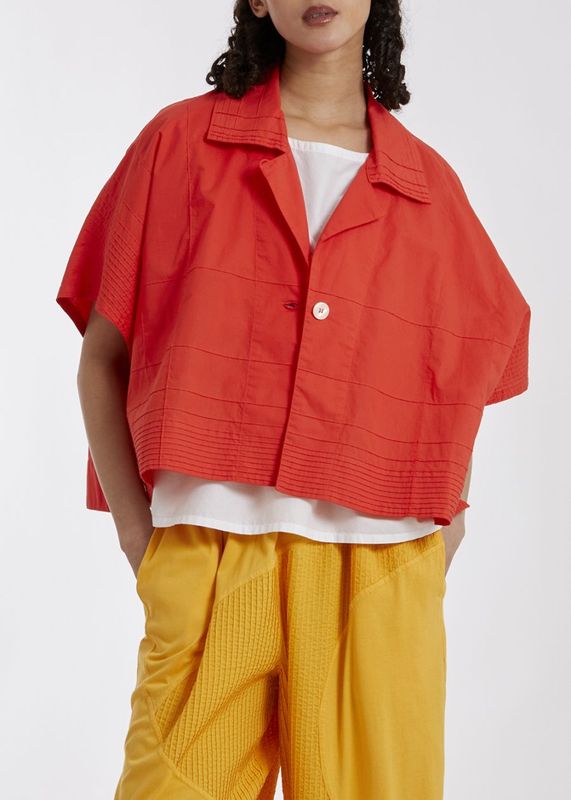 【残りわずか】端ピンタッククロップ丈シャツ