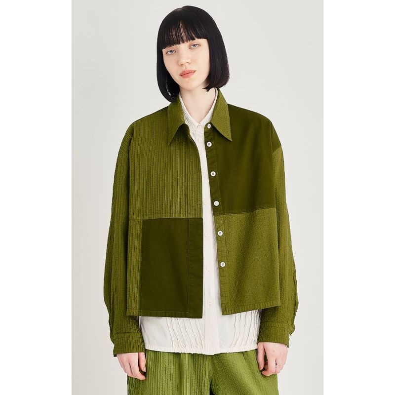 【ヤッコマリカルド】綿麻ボックスプリーツロングスカート ヤッコマリカルド】綿麻ボックスプリーツロングスカート