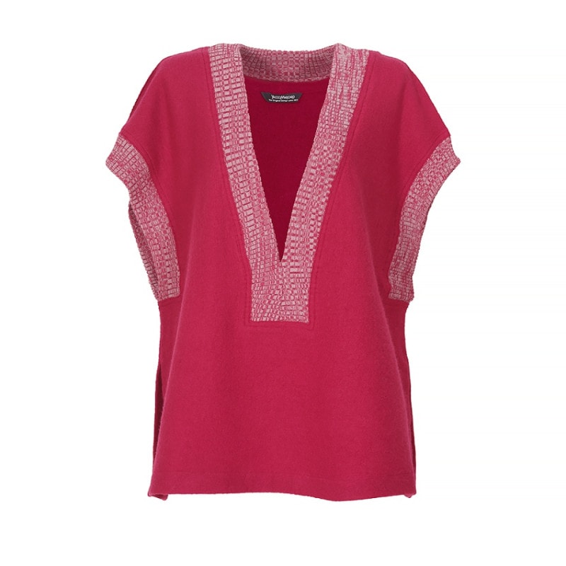 圧縮ニットリブV開きドロップ袖ベスト