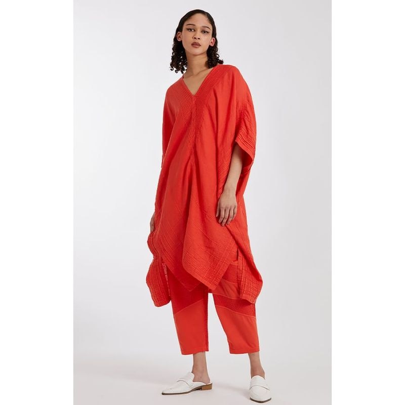 端ピンタックVネックポンチョ