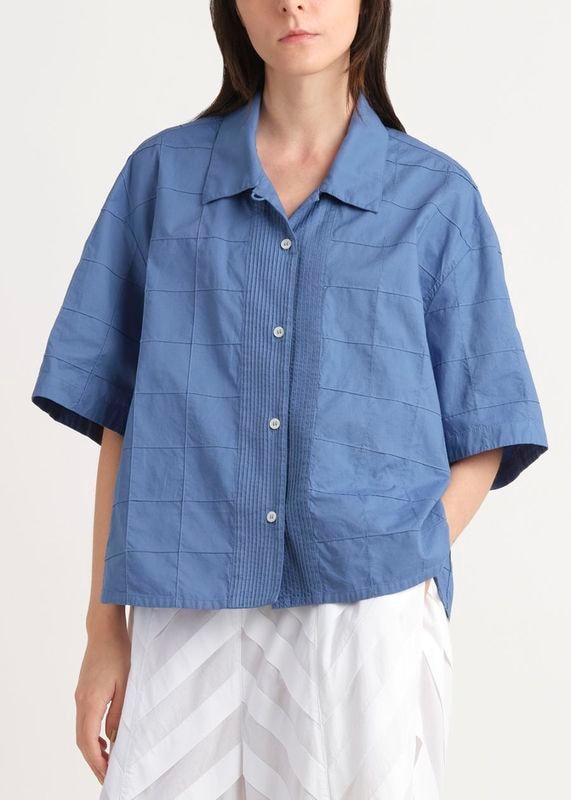 ビッグチェックピンタック クロップ丈シャツ