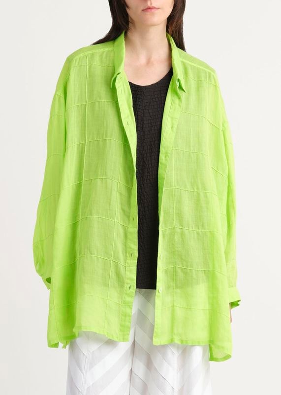 ビッグチェックピンタック チュニック丈シャツ