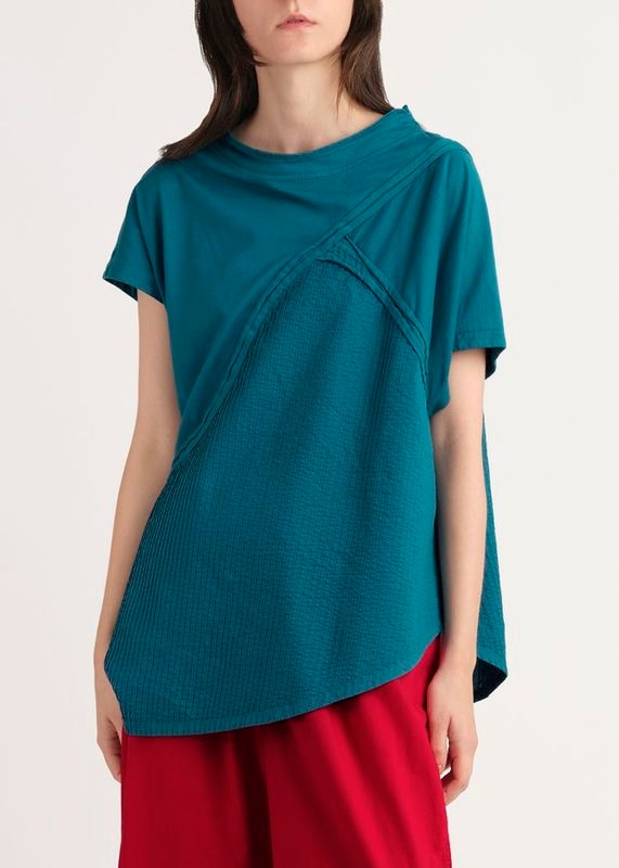 カーヴィーパッチワークボトルネックブラウス