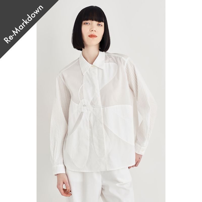 【マークダウン】【2BUY10除外】【Online限定SALE】【残り１点】白花アップリケシャツ