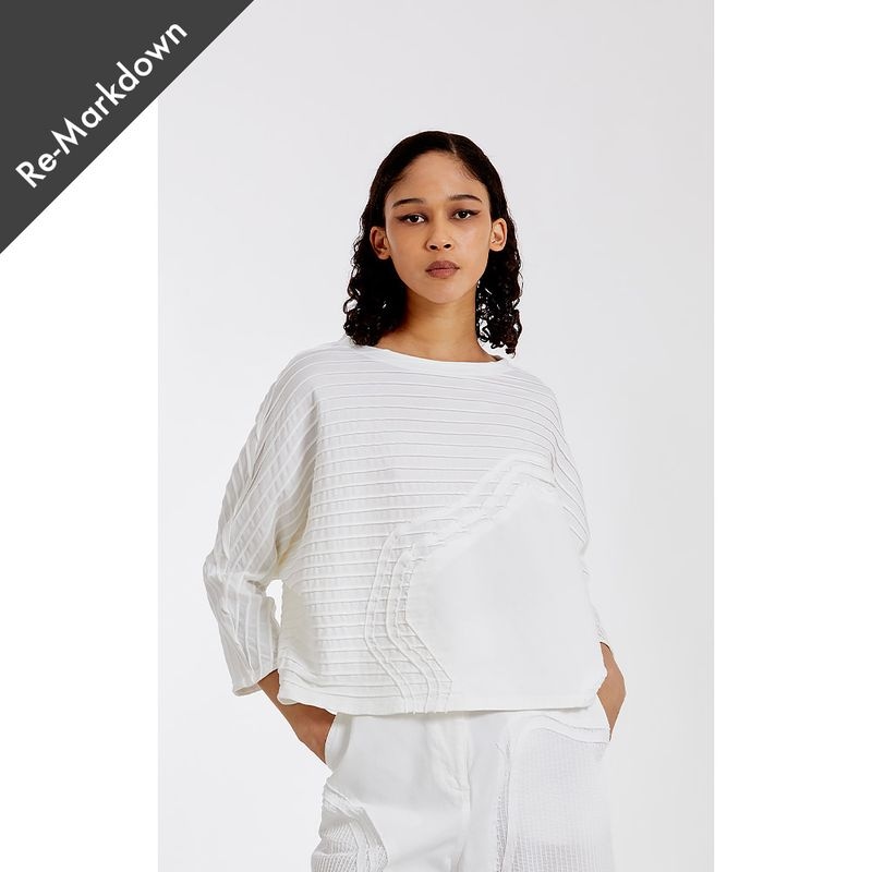 【マークダウン】【2BUY10除外】【Online限定SALE】【残り１点】枯山水ドルマン袖カットソー（白）