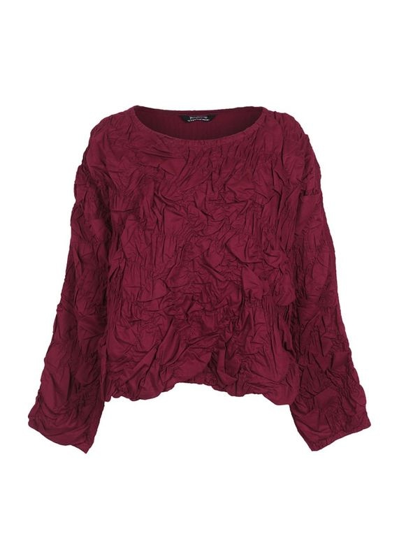 リンクルギャザー丸首ブラウス