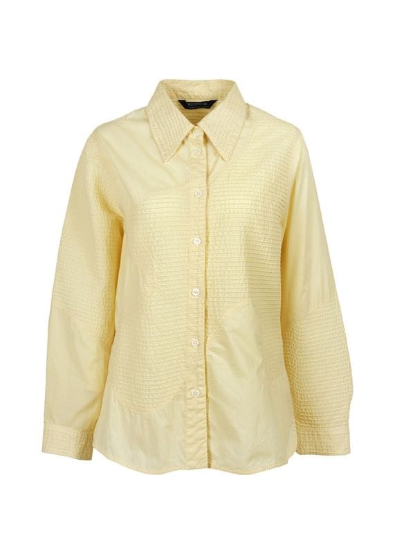 美品 ヤッコマリカルド ピンタック パッチワーク シアー 長袖シャツ ベージュ 公式】ヤッコマリカルドオンラインショップ