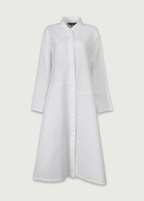 【YACCO MARICARD】綿100% ノーカラーピンタックロングシャツ 白 黒色追加】ストライプピンタックスタンドカラーシャツ | ITEM
