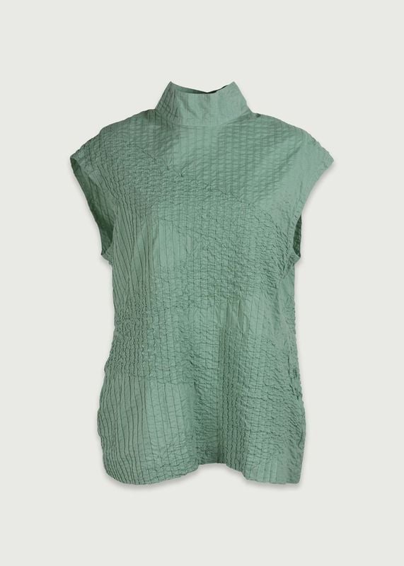 スモッキングギャザーハイネック2wayブラウス