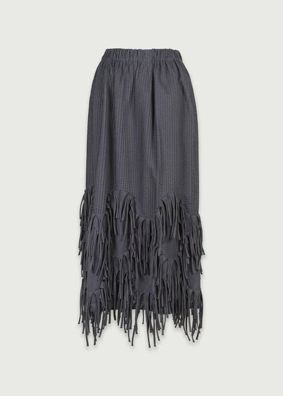 フリンジワーク付ピンタックタイトスカート