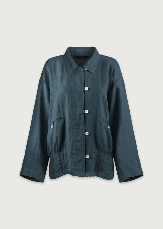 麻100％裾タックジャケット