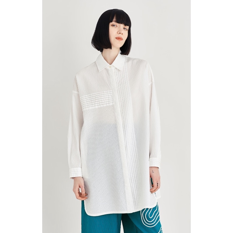 【ヤッコマリカルド】総ピンタック長袖ブラウスホワイト ヤッコマリカルド】総ピンタック長袖ブラウスホワイト ヤッコマ