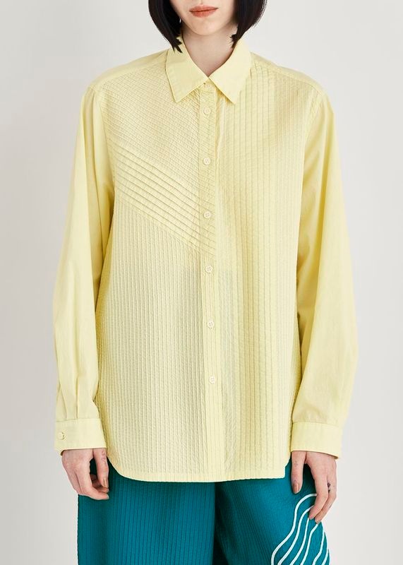 部分斜めピンタックシャツ