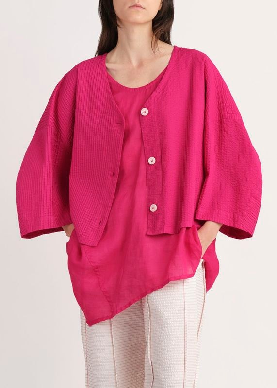 Vネック七分袖ブラウス