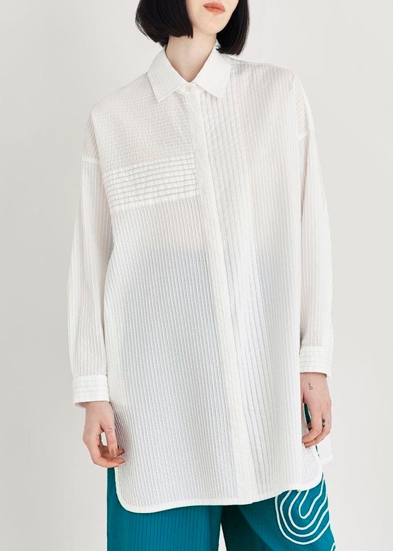 縦横ピンタックロングシャツ
