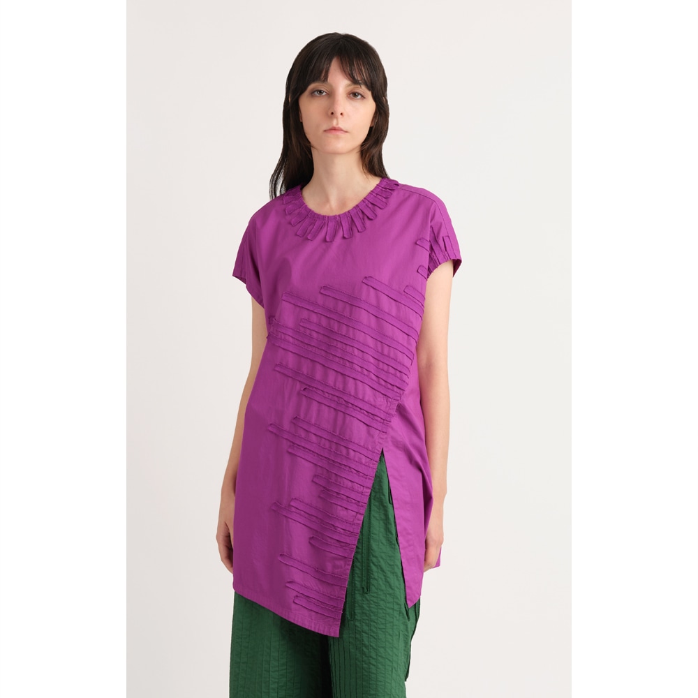 カツラギアイビースラッシュテープアシメヘムブラウス