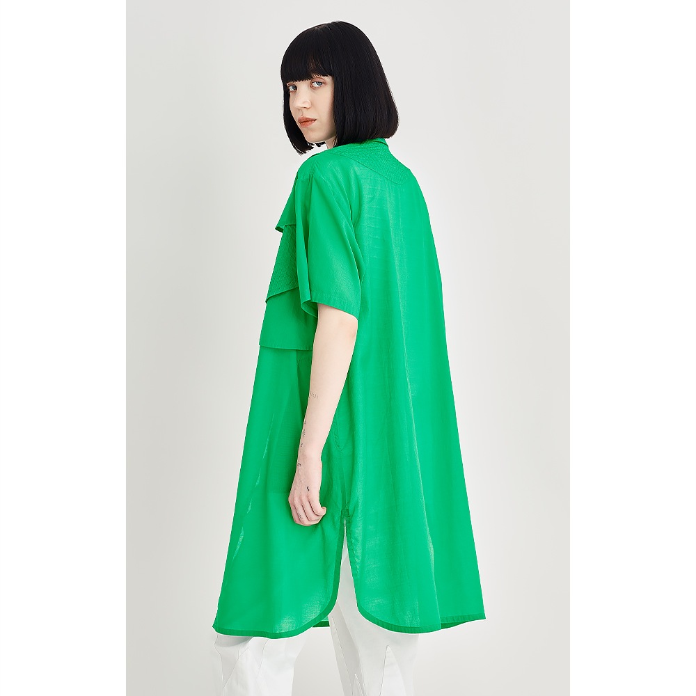 瓦ピンタックロングシャツ